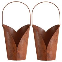 Artikel Herzförmige Deko aus Metall mit Rostoptik und Henkel, 12×15,5cm, 2er-Set
