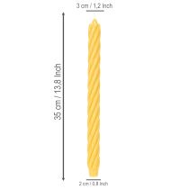 Artikel Rustic Stabkerzen gedreht durchgefärbt gelb 350x28mm 4 Stück