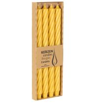 Artikel Rustic Stabkerzen gedreht durchgefärbt gelb 350x28mm 4 Stück