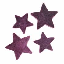 Artikel Streudeko Sterne beflockt Samtsterne Lila Berry 4/5cm 40 St