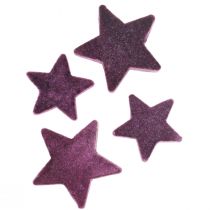 Artikel Streudeko Sterne beflockt Samtsterne Lila Berry 4/5cm 40St