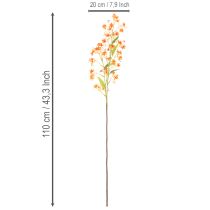 Artikel Künstlicher Orchideenzweig 110cm Orange mit grünen Blättern 3er Set für Raumdekoration