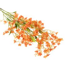 Artikel Künstlicher Orchideenzweig 110cm Orange mit grünen Blättern 3er Set für Raumdekoration