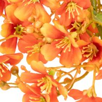 Artikel Künstlicher Orchideenzweig 110cm Orange mit grünen Blättern 3er Set für Raumdekoration