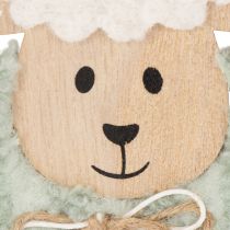 Artikel Holz Schaf Dekofigur rosa und grün 11cm für Frühling und Ostern, 6er Set