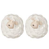 Artikel Dekorationsfigur Schaf aus Keramik weiß 11 cm Set mit 2 Stück für Innen und Außen