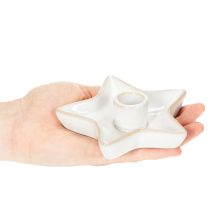 Artikel Kerzenhalter Stern aus Keramik Weiß Ø12cm für Stabkerzen im 2er-Set