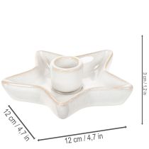 Artikel Kerzenhalter Stern aus Keramik Weiß Ø12cm für Stabkerzen im 2er-Set
