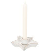 Artikel Kerzenhalter Stern aus Keramik Weiß Ø12cm für Stabkerzen im 2er-Set