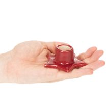 Artikel Sternförmige Kerzenhalter aus roter Keramik für Stabkerzen, 8 cm, 2 Stück