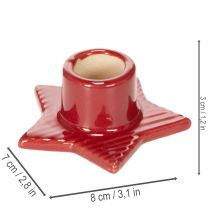 Artikel Sternförmige Kerzenhalter aus roter Keramik für Stabkerzen, 8 cm, 2 Stück