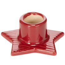 Artikel Sternförmige Kerzenhalter aus roter Keramik für Stabkerzen, 8 cm, 2 Stück