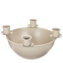 Artikel Kerzenschale mit 4 Haltern für Adventskranz Beige 15cm Kunststoff
