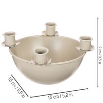 Artikel Kerzenschale mit 4 Haltern für Adventskranz Beige 15cm Kunststoff