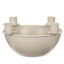 Artikel Kerzenschale mit 4 Haltern für Adventskranz Beige 15cm Kunststoff