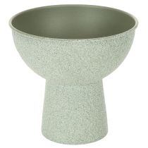 Artikel Pflanzschale aus Metall mit hohem Fuß, rund, 18 cm, hellgrün