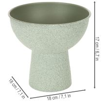 Artikel Pflanzschale aus Metall mit hohem Fuß, rund, 18 cm, hellgrün