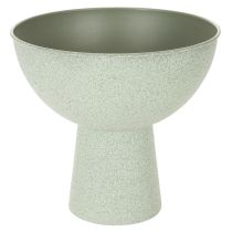 Artikel Dekoschale mit Standfuß für Pflanzen 25 cm, Metall, grau-grüne Granitoptik