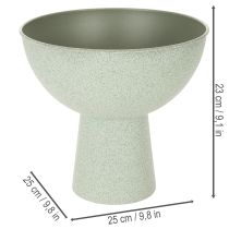 Artikel Dekoschale mit Standfuß für Pflanzen 25 cm, Metall, grau-grüne Granitoptik