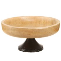 Artikel Schale mit Fuß Holz Metall Natur Schwarz Ø20cm H10cm