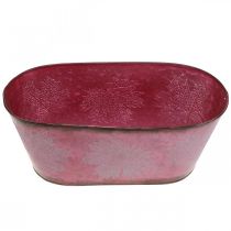 Artikel Metallschale Weinrot mit Blattdekor 38cm x 15cm für Herbstdekoration