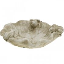 Artikel Vogeltränke mit Fröschen, Beton Gartenfigur, Vogelbad Lotusblatt B21cm H7cm