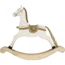 Artikel Schaukelpferd aus Holz, Weihnachtsdekoration, Weiß-Gold, H 32,5 cm