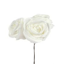 Schaumrosen Weiß mit Perlmutt Ø6cm 24St