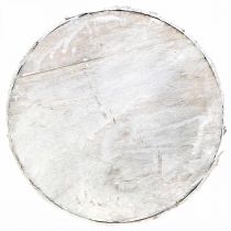 Artikel Deko Holzscheibe mit Rinde Weiß Ø20cm aus Sperrholz für Tischdekoration