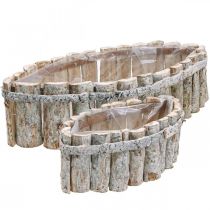 Pflanzschale, Pflanzkasten Holz, Jardiniere L37,5/28cm H10/9cm 2er-Set