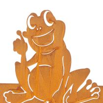 Artikel Schild aus Metall mit Frosch-Motiv und Gartenspruch in Edelrostoptik, 38cm