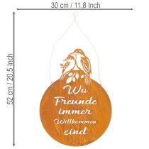 Artikel Schild aus Metall mit Spruch, Edelrost, Rund, 30×40cm, Vögel-Motiv