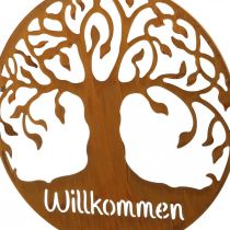 Artikel Deko Schild Willkommen Baum Rost Gartendeko Metall Ø50m