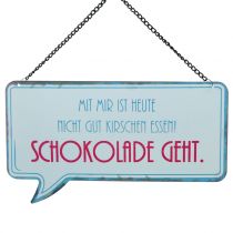 Schild zum Aufhängen „Kirschen und Schokolade“ 24cm x 13,5cm 3St