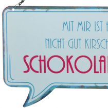 Artikel Schild aus Metall mit Spruch "Schokolade geht", 24 cm x 13,5 cm, Weiß, Rot, Blau, 3er-Set