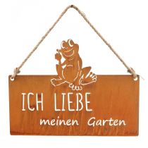 Artikel Schild mit Spruch Frosch Metallschild Garten Edelrost 38cm