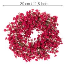 Artikel Blumenkranz aus künstlichem Schleierkraut, Pink-Rot, 30 cm, Innenraumdekoration