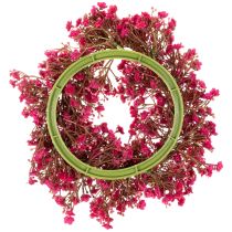 Artikel Blumenkranz aus künstlichem Schleierkraut, Pink-Rot, 30 cm, Innenraumdekoration