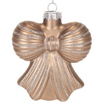 Artikel Glas-Weihnachtsanhänger Schleife zum Hängen 10 cm Braun 2er-Set