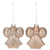 Artikel Glas-Weihnachtsanhänger Schleife zum Hängen 10 cm Braun 2er-Set