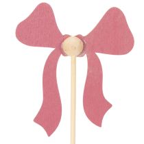 Artikel Deko-Schleife aus Holz auf Blumenstecker 32 cm, 12 Stück, Rot und Rosa
