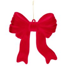 Artikel Dekoschleife Beflockt Rot 22 cm mit Aufhängung für Weihnachtsdekoration