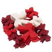Artikel Dekoschleifen aus Holz Rot Weiß Bordeaux 5 cm 48 Stück