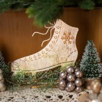 Schlittschuh aus Metall, Winterdeko, Deko-Eislaufschuh, Weihnachten Golden Antik-Optik H22,5cm