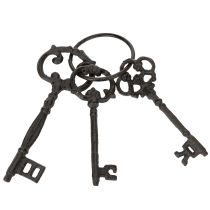 Artikel Deko Schlüsselring aus Gusseisen mit antiken Schlüsseln, 27 cm, Braun, für nostalgische Wohnraumdekoration