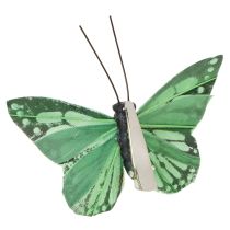 Artikel Schmetterlingsdeko aus Federn grün 7 cm 12 Stück für Innen und Außen