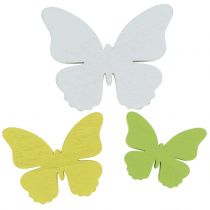 Holzschmetterling Weiß/Gelb/Grün 3cm - 5cm 48St