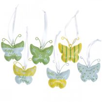 Schmetterling zum Hängen Metall Gelb, Grün, Weiß Sortiert Osterdeko 12St