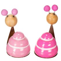 Artikel Schneckenfigur Holz mit Edelrost Hals 9 cm Altrosa Pink 4er Set