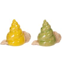 Artikel Keramik Schnecke mit LED, 12cm, 2er-Set, Gelb und Grün